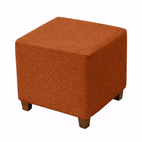 1pc Jacquard Elastic T-Shaped Square Ottoman Cover- Copper Brown