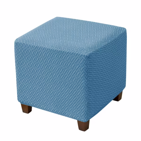 1pc Jacquard Elastic T-Shaped Square Ottoman Cover- Zink