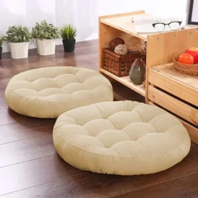 Round Shape Floor Cushion / Soft Meditation Cushion For Casual Seating - Skin Golden