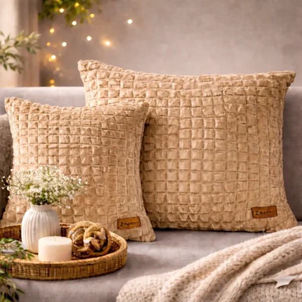 Bubble Style Cushion Covers- Mouse/ Light Camel