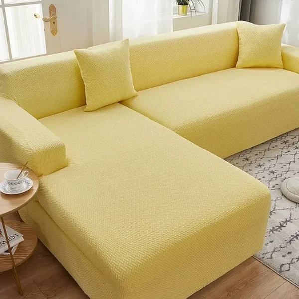 Jacquard Stripe Sofa Cover – L-Shape - Skin Golden