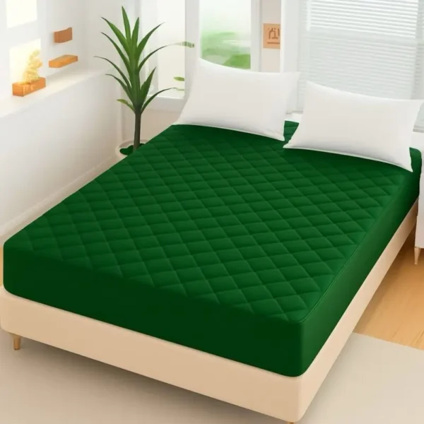 Soft Cotton Quilted 100% Waterproof Fitted Mattress Protector-GreeN