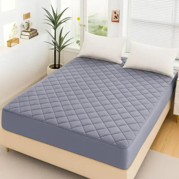 Soft Cotton Quilted 100% Waterproof Fitted Mattress Protector-Grey