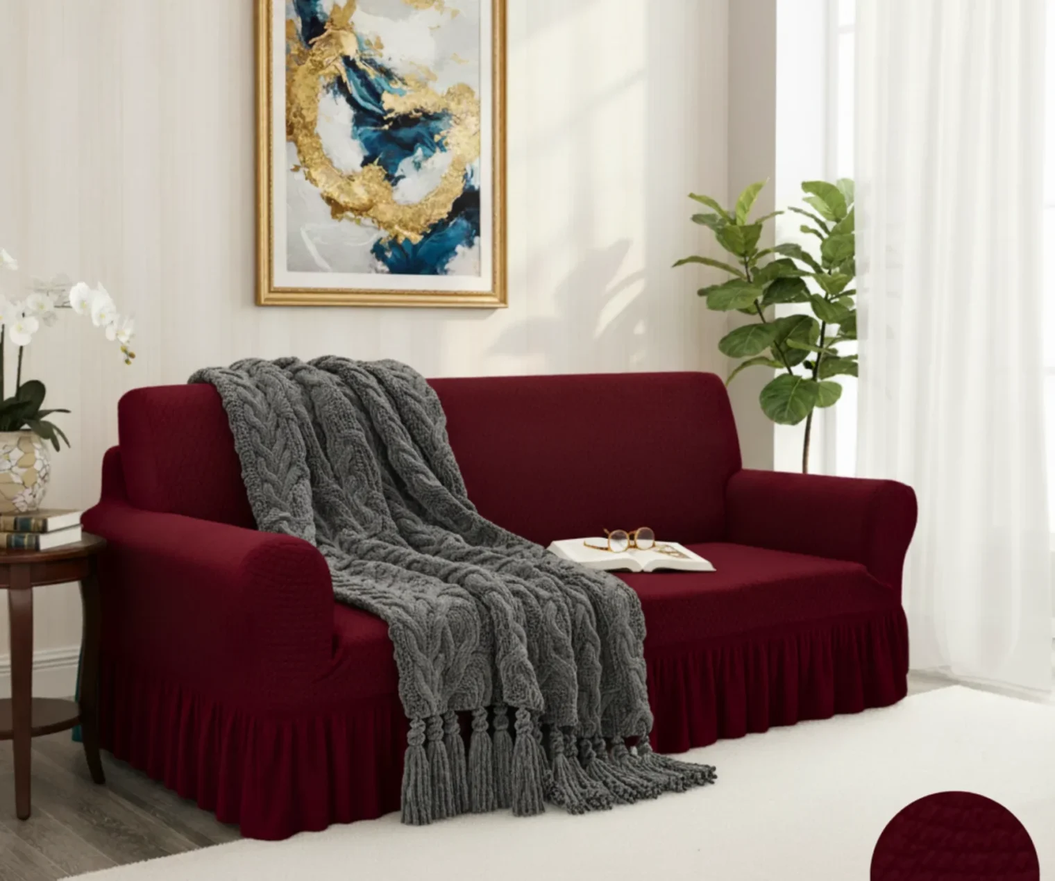 Turkish Design Mesh Covers- Mehroon