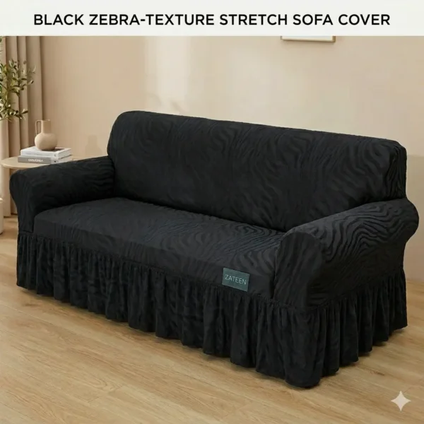 Zebra Design Sofa Cover- Black