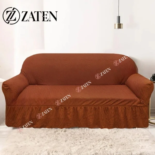 Zebra Design Sofa Cover- Copper Brown