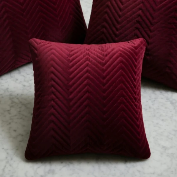 Zig Zag Quilted Style Cushion Covers- Mehroon
