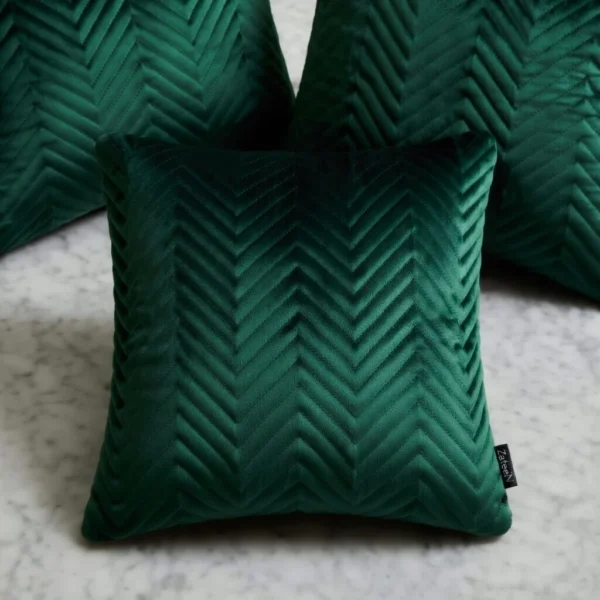 Zig Zag Quilted Style Cushion Covers-Green