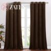 Pair of premium dark brown velvet curtains with a rich chocolate tone and silver eyelets, featuring a heavy-weight plush fabric for a cozy room.
