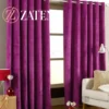 Pair of vibrant shocking pink velvet curtains with silver eyelet headers, featuring a bold, saturated color and soft plush texture.