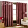 Rich burgundy plain dyed velvet curtains with silver eyelets, featuring a deep wine-colored fabric with a luxurious sheen