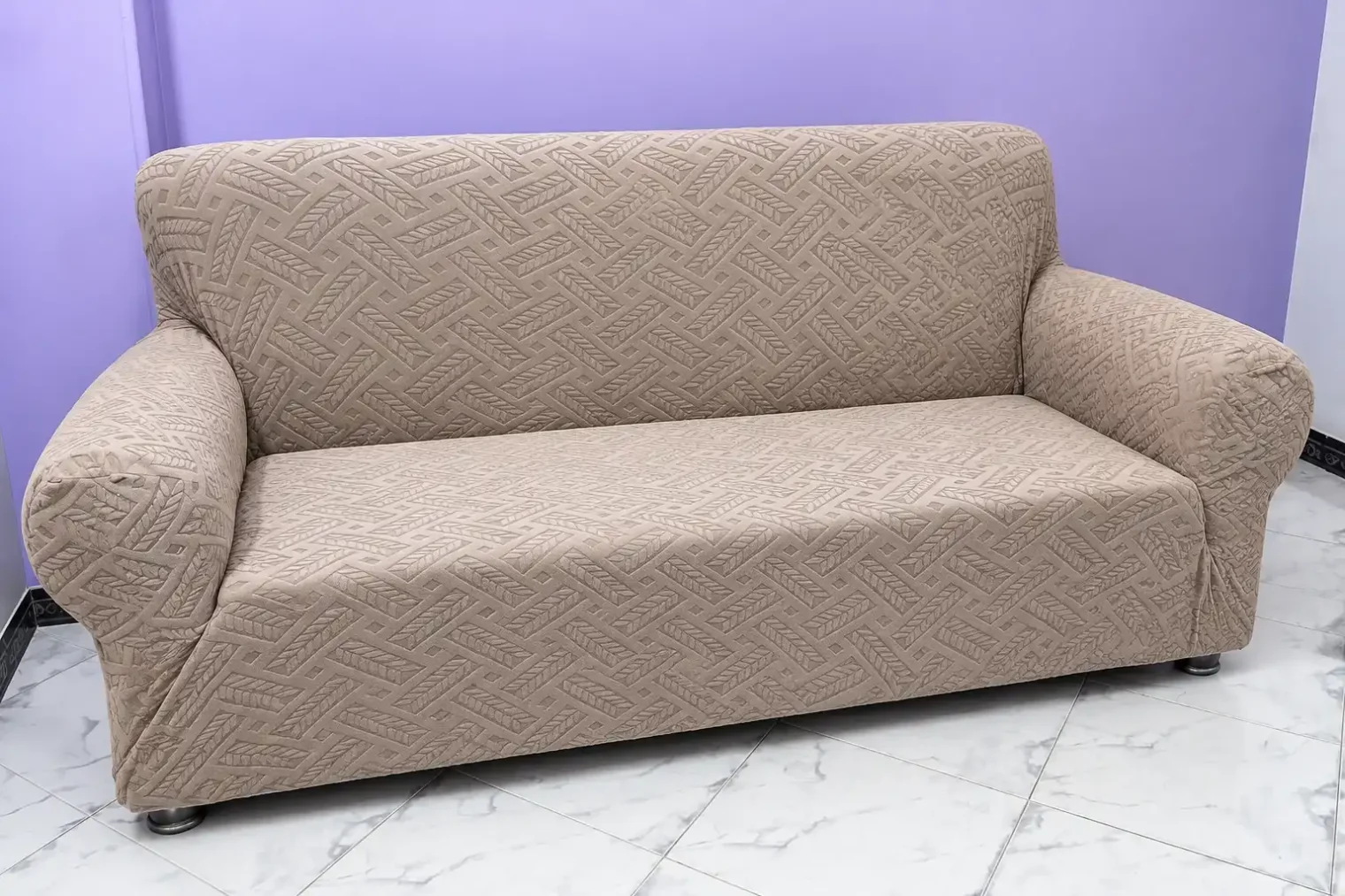 Royal Wave Sofa Covers– Light Camel / Mouse