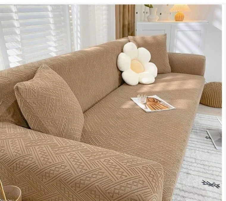 Royal Wave Sofa Covers– Light Camel / Mouse