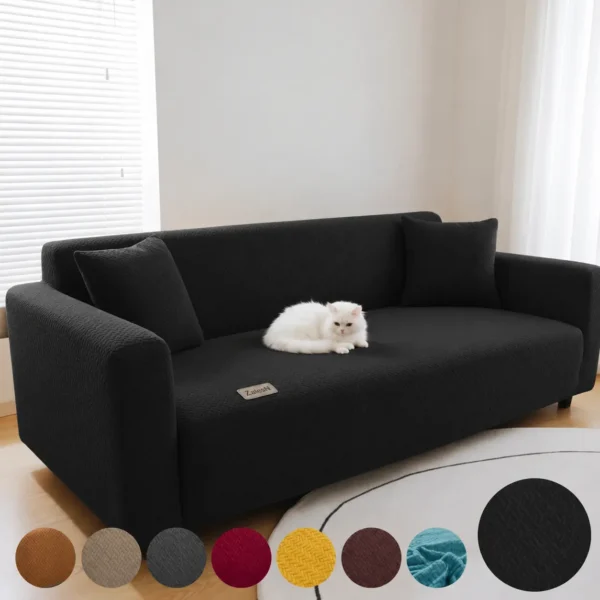Jacquard Stripe Sofa Cover – Black