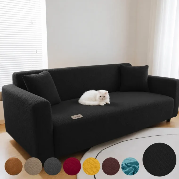 Jacquard Stripe Sofa Cover – Black